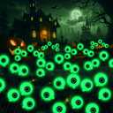 Kohlrabi Halloween Decorations Outdoor, 4 Pack 24 LED Solar Scary Eyeball Swaying Lights, Green Solar Firefly Lights Waterproof Outdoor Garden Light for Halloween Yard Garden Lawn Party Flower Bed