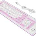 Roll Up Keyboard, Foldable Silicone Keyboard 103 Keys USB Wired Mute Keyboard, Fadeless Foldable Keyboard for Pc Laptop Travel