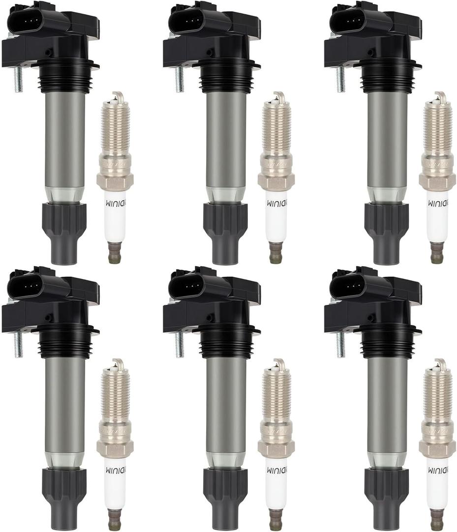 ECCPP 6 ignition coils with 6 iridium Spark Plugs, UF569, coils packs, for Chevrolet, for Cadillac Malibu 3.6L and CTS 3.0L, UF-569, 33400-78J01, 33400-78J02, 3340078J01, 3340078J02