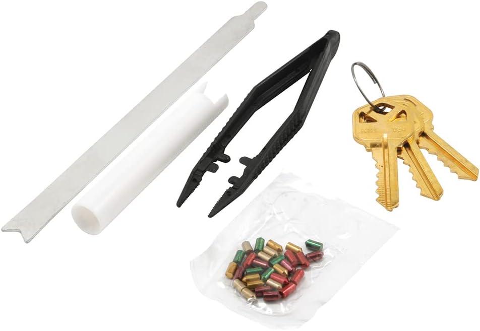 Prime-Line E 2400 Re-Keying Kit  Re-Key a Lock Kit with Pre-Cut Keys for Rekeying all your Locks to One Key, For Kwikset Brand Locks, 5-Pin Style Locks (1 Kit), Brass
