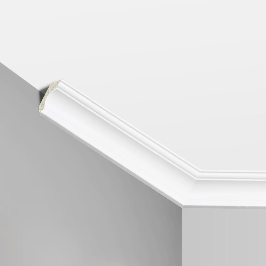 Ceiling Crown Molding Trim, 12 Pack High Impact Polystyrene Decorative Ceiling Moulding, 48 Feet Total Length,Easy to Install (48x2.34in,White)