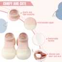 Baby Sock Shoes Boys Girls First Walking Shoes Non Slip Lightweight Toddler Infant Indoor Outdoor (White)