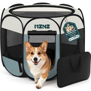 Dog Playpen, Portable Puppy Pet Crate Indoors for Small/Medium Dogs Cats Rabbits, Foldable Dog Cage Enclosure for Outdoor, Pop Up Dogs Tent Kennel with Carrying Case, Grey