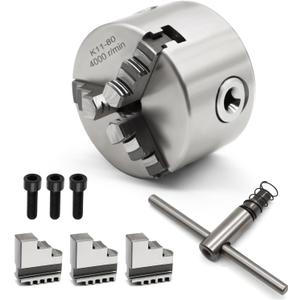 K11-80 Self Centering 3 Inch Lathe Chuck 4000 r/min 3 Jaw Comes with a Set Jaw