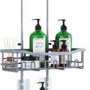 Shower Caddy, Upgraded Extended Length Shower Caddy Over Showerhead No Blocking to Showerhead, Rustproof Bathroom Organizers and Storage with Hooks Shampoo Soap Holder, Large Hanging Caddy