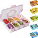 Divided Snack Serving Tray with Lid and Handle Travel Snackle Charcuterie Container Portable Storage Organizer for Candy, Fruits, Nuts, Snacks, Party, Picnic (1pack, Pink)