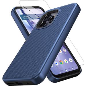 Case Compatible with T-Mobile REVVL 8 Pro, with Screen Protector, Dual Layer Shockproof Protective (Blue)