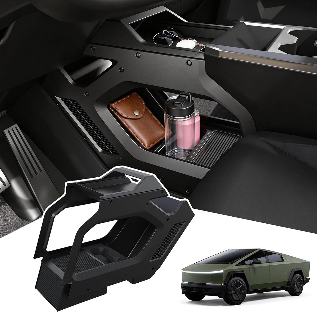 Center Console Organizer Compatible with Tesla Cybertruck 20232025,Double-Layer Storage Tray,Interior Console Storage Solution(Black)