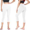 we fleece Women's Capri Leggings for Women Yoga Pants Women Workout Leggings Capri Pants Soft Women Yoga Leggings (White, XL)
