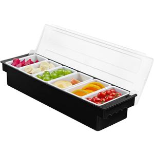 Ice Chilled Serving Tray Condiment Pots 6 Compartment Condiment Server Caddy (6 Compartments)
