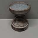 SOFE Decorative Pillar Candle Holder, Rustic Wood Candle Holders for Table Centerpiece, Handmade Farmhouse Candle Holders, Antique Wooden Candlestick Holders Gift for Wedding, Party, Home (Brown 5.5" X 5.5" X 6.5")