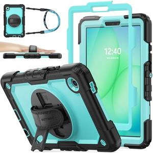 SEYMAC stock Case for Samsung Galaxy Tab A11 8.7'', Full-Body Drop Protection Case with Screen Protector Pencil Holder [360° Rotating Hand Strap] &Stand, SkyBlue+Black