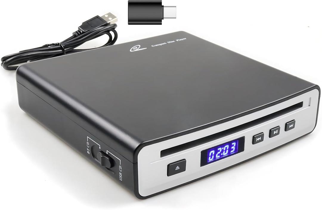 CD Player for Car Audio,External Portable Car CD Player with Bluetooth and USB Connection,for Laptop Desktop TV Computer Android 4.4 and Above Navigation with Plug and Play
