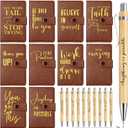 Dispowreath 10 Sets Employee Appreciation Gifts Bulk Inspirational Leather Journal Notebooks with Bamboo Pens Thank You Gifts for Teacher Nurse Coworker Team Staff Social Worker (Brown)