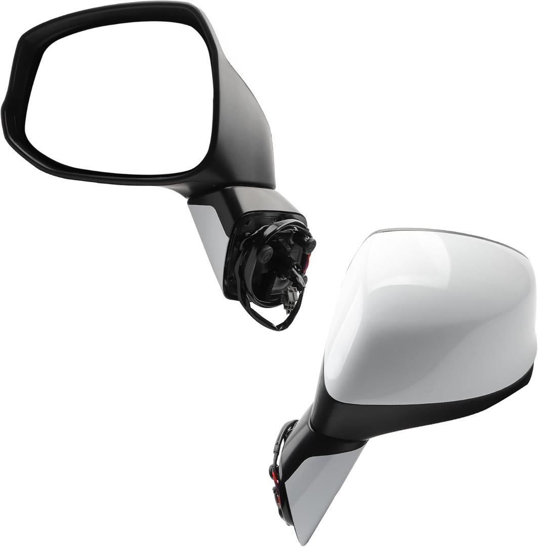 Dasbecan Left Driver Side White Door Mirror Compatible with 2012 2013 2014 2015 Honda Civic Power Glass Manual Folding Replace# HO1320261, 76252TR0A01-PFM, 76258TR6C01-PFM, 76251TR0A01ZD, HO1320283