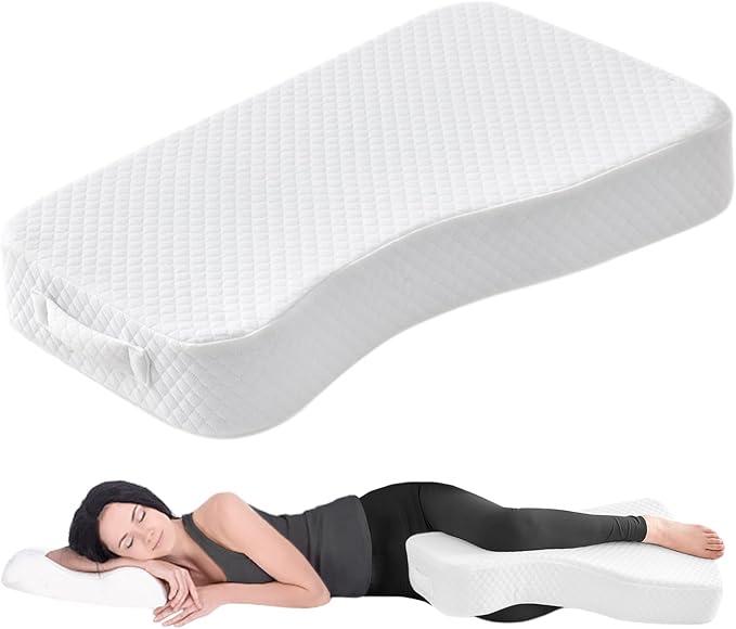 Cooling Leg Pillow for Side Sleepers 100% Cooling Fabric Knee Pillow for Side Sleeping, Leg Elevation Memory Foam Pillow for Hip/Back/Sciatica Pain Relief Helps Spine Alignment 15"x25" (Cooling, M) White
