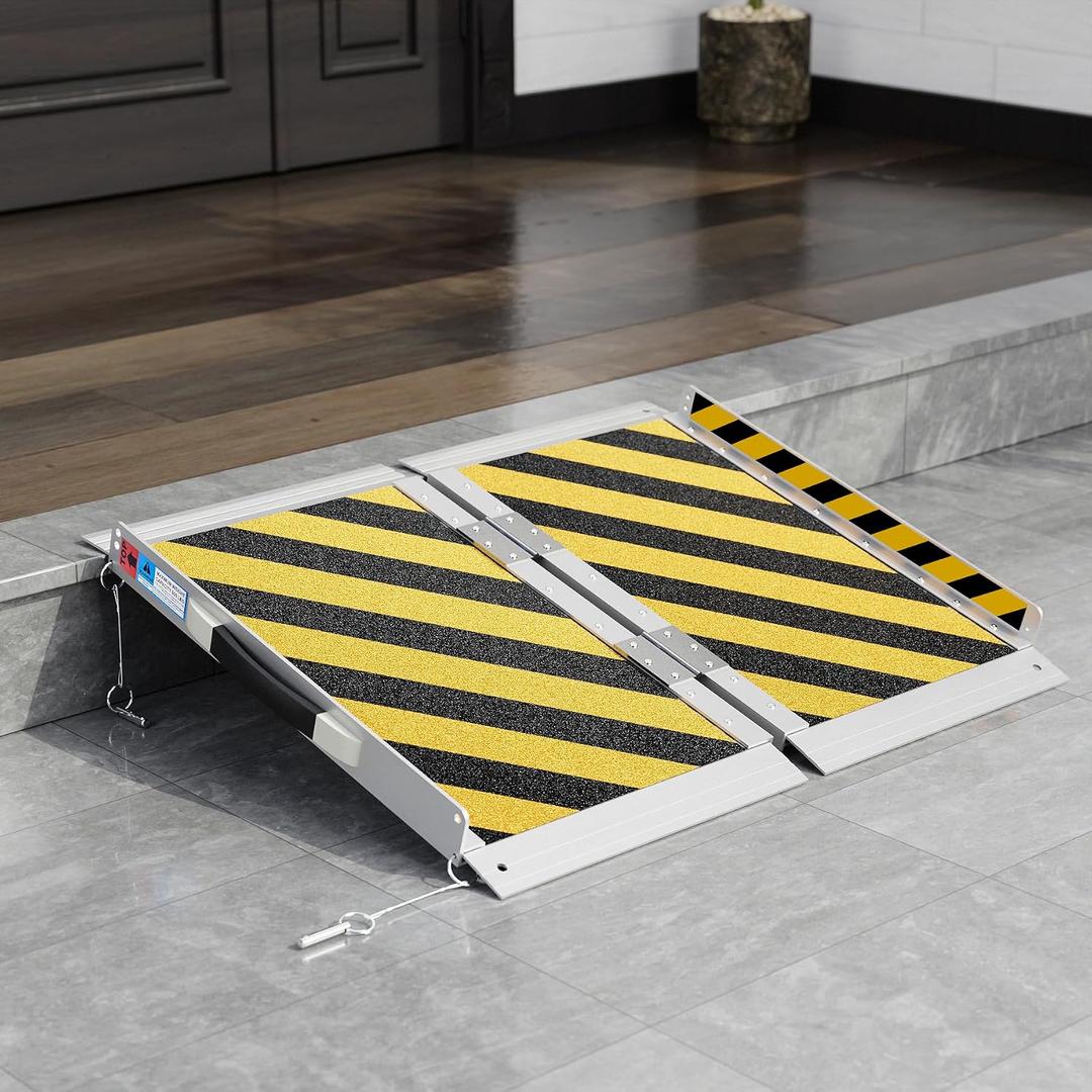 Portable Wheelchair Ramp 2 FT, Aluminum Folding Ramps for Wheelchairs for Home with Handle & Non-Skid Surface, 800 lbs Threshold Ramps for Doorways Steps Stairs Entry Cars Use