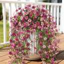 Artificial Fake Hanging Flowers Plants for Outdoor Spring Summer Decoration,2 PCS Faux Silk Daisy with Eucalyptus Leaves,UV Resistant Look Real for Outside Home Planter Porch Patio Balcony Yard Decor