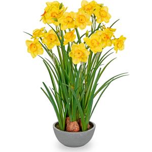 Artificial Flowers in Pot 16" Fuax Daffodil Potted Flowers Plant Decor Room Farmhouse Fake Yellow Flower Plants Centerpieces Desktop Spring Summer Flowers Home Decor Indoor for Living Room Kitchen
