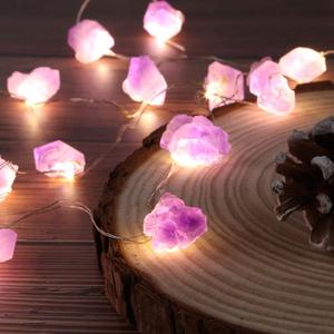 Genuine Amethyst Crystal Decorative Lights Cute Fairy String Lights 10ft 30 Natural Stones with Remote for Bedroom Hanging Ornaments Reiki Party Night Light Wedding Room Dcor Mother's Day Gift