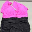 Blooming Jelly Women's Plus Size One Piece Swimsuit Tummy Control Bathing Suit Crisscross V Neck Sexy Swimwear (Hot Pink and Black, X-Large)