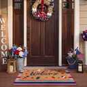 Dunzy 2 Pcs 4th of July Patriotic Doormat 250 Anniversary Outdoor Rug Red White Blue USA Welcome Doormat Ice Cream Non Slip Floor Mat for Independence Day Memorial Day Entrance Front Porch Summer