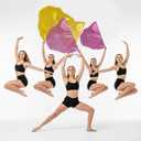 4PCS Half-Circle Worship Dance Flags with 4 Telescopic Poles, 39"x27" Lightweight Flow Flags with Storage Bag, Beginner-Friendly Practice Set for Church Events, Home Training & Stage Performances (Pink)