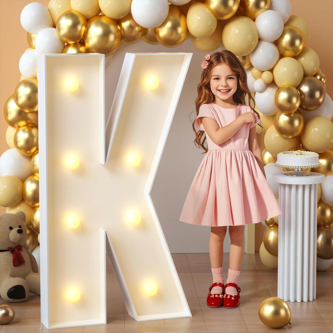 imprsv Marquee Light Up Letters, 3FT Mosaic Letters with Light for Baby Shower Graduation Party Decor, Large K for Engagement Wedding Party Decorations (Need to Assemble)