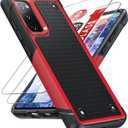 LeYi for S20 FE 5G Case: Galaxy S20 FE 5G Phone Case with Screen Protectors [2 Pack], Shockproof Heavy Duty Dual Layer Protective Hard PC Textured Back & Soft Bumper Case for Samsung S20 FE 5G, Red