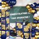 Graduation Party Decorations Class Of 2026,Navy Blue and Gold Graduation Decorations 2026 Boxes Balloon Arch With Letters 2026 Grad So Proud Of You for College Party Graduation Party Supplies