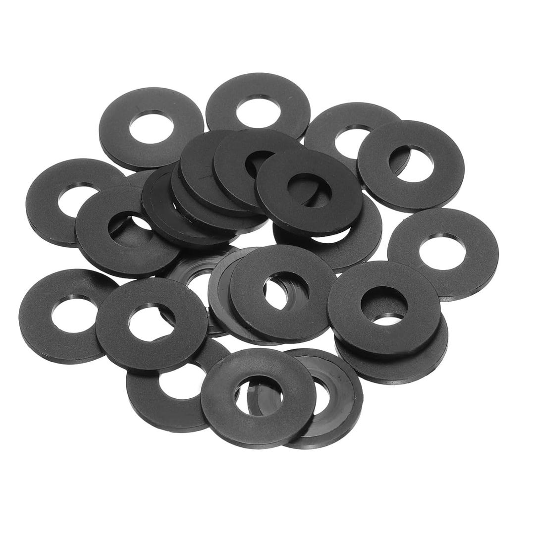 PATIKIL M10 Nylon Flat Washer, 24 Pcs 10mm ID 25mm OD 2mm Thick Plastic Sealing Gasket Spacer for Fasten Screws Flanges Faucet Pipe Valves, Black
