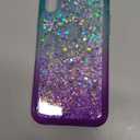NGB Designed for iPhone XR Phone Case, Aqua/Purple | Glitter Liquid Sparkle Cute Cover for Women Girls Kids | with Tempered Glass Screen Protector & Ring Holder & Wrist Strap Lanyard