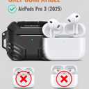 MOBOSI for AirPods Pro 3 Case with Lock, Compatible with AirPod 3rd Gen Cover [Fit for MagSafe], Military Grade Hard Shell for iPods Pro3 with Cleaner Kit & Keychain for Men(2025), Black