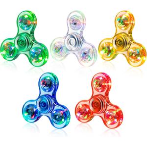 FIGROL 5 Pack Fidget Spinner, Light Up Fidget Spinners for Kids-Glow in The Dark Fidget Toy Party Favors Goodie Bag Stuffers Classroom Prizes (Blue&white&green&yellow&red)