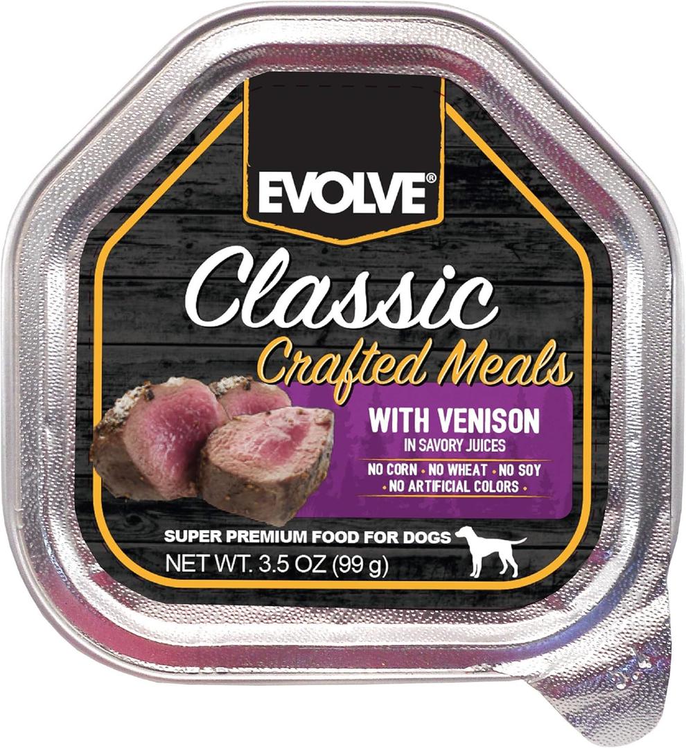 Evolve Classic Crafted Meals Venison Recipe Dog Food, 3.5 Ounce (Pack of 15), BBD 27/OCT/2027