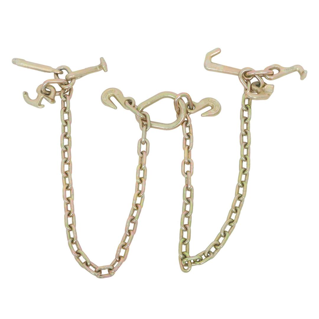 munirater 5/16in 3 FT 5400LBS Tow Chain Grade 70 V - Bridle Chain with RJT Cluster Hooks Replacement for Tow Truck Winch Cable Pull Wrecker Recovery Grab
