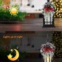 iStatue Metal Black Christmas Lantern with Flameless Candle, 14'' Modern Farmhouse Decor Festive Holiday Rustic Home Xmas Gifts for Indoor / Outdoor (Xmas)