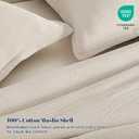 PHF Cotton Muslin Comforter Set King 100% Cotton Cover, Ultra Soft & Breathable, 3PCS Lightweight All-Season Bedding with Polyester Fill, 1 Comforter 104"x90" & 2 Pillow Shams 20"x36", Natural