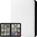 9 Pocket Trading Card Binder 540 Capacity with Zip Closure - Premium Double Sided PU Leather Card Protector, Hold & Organize Cards for TCG, MTG, Sports Cards (white)