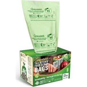 UNNI Compostable Trash Bags, 13 Gallon / 49.2 Liter, 50 Count, Extra Thick 0.9 Mil Tall Kitchen Food Scrap Bin Liners, Certified by BPI, CMA & OK compost HOME, Meets the ASTM D6400 Standard