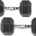 Fitvids Hex Dumbbells Rubber Coated Hand Weights for Exercises and Fitness Home Gym, 5-50 LB Pair