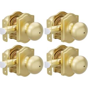 goldenwarm 4 Pack Brushed Gold Privacy Door Knobs Interior for Bedroom & Bathroom, Classic Gold Interior Door Knobs