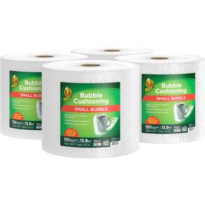 Duck Brand Small Bubble Cushioning Wrap for Moving & Shipping 600 FT Total - Bubble Packing Wrap for Extra Protection Packaging Boxes & Mailers - Clear Bubble Roll Moving Supplies 150 FT Each 4 Rolls