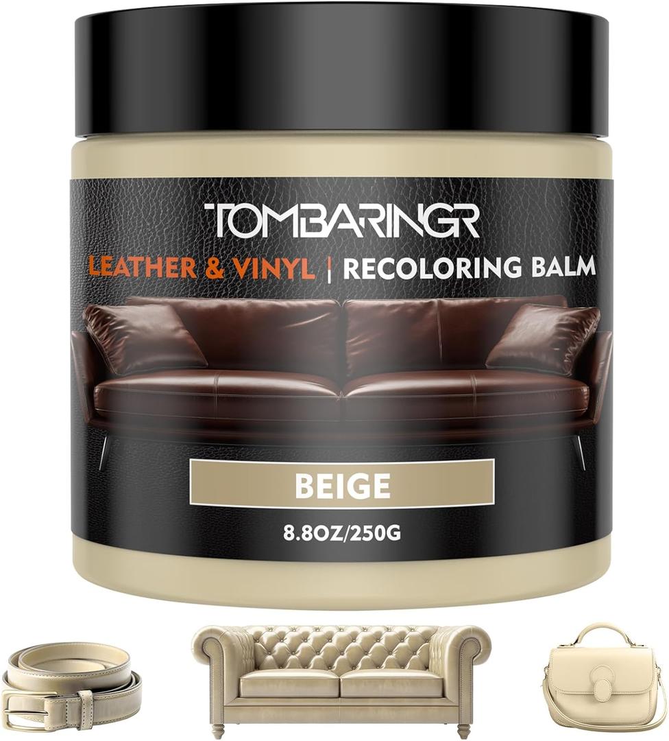Leather Recoloring Balm  Repair Kit for Furniture Dye for Furniture Car Seats Shoes Repair Leather Dye for Scratched and Faded Couch Color Restorer - Beige AUTO Accessory