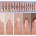 Misssix XBASICTIPS French Tip Press On Nails, 150Pcs French Gel Nail Tips Medium Almond, Soft Gel Pre-shaped No Need to File 3 in 1 Tips, Fake Nails for Nail Art DIY Extension Designs 15 Sizes