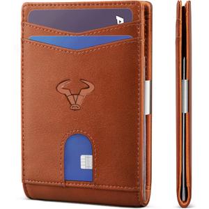 BULLIANT Slim Wallet Men, Leather Wallet Front Pocket Card Holders for Gift Men 3"X4.3"