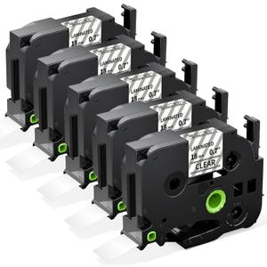 Labelife Label Maker Tape 18mm Clear TZe-141 Compatible with Brother P Touch TZe TZ Tape 18mm 0.7 Laminated Clear TZe141 TZ-141 3/4 Inch Label for Ptouch PTD600 PTD400AD PT1880, 5-Pack (Black on Clear)