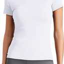 WIHOLL Workout Tops for Women Short Sleeve Athletic Tees Round Neck Yoga Running Tshirts Shirts (Small, White)