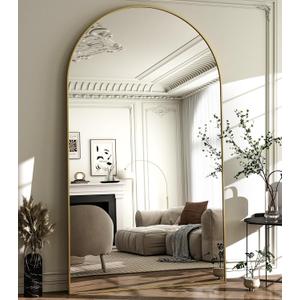 HARRITPURE 86x46 inch Full Length Mirror - Oversized Arched Mirror Aluminum Frame Full Body Floor Mirror with Stand for Living Room,Bedroom,Cloakroom,Gold