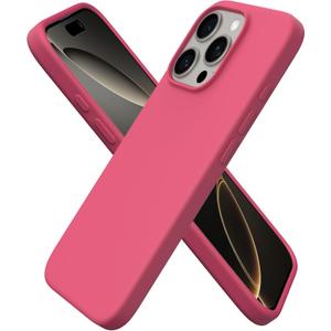 ORNARTO Compatible with iPhone 16 Pro Case 6.3", Slim Liquid Silicone 3 Layers Soft Gel Rubber Shockproof Protective Cover with Anti-Scratch Microfiber Lining-Desert Rose